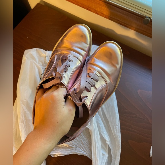 Blush Pink Metallic Christian Siriano for Payless Lace Up Oxfords US6 - Picture 10 of 11